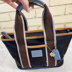 Vintage Coach Hampton Black & Blue Handbag Satchel Purse